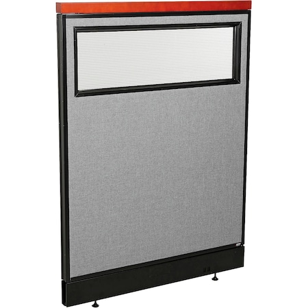 Interion By Global Industrial Interion Deluxe Office Partition Panel w/Partial Window & Pass-Thru Cable 36-1/4Wx47-1/2H GRY 694773WPGY